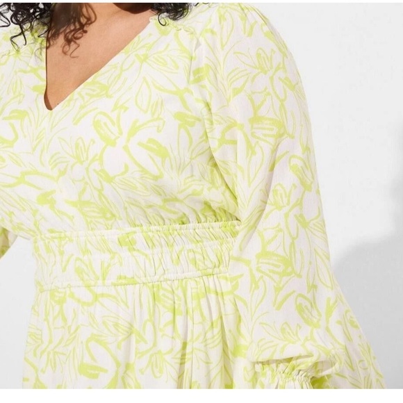 Torrid 2X neon green combo soft gauzy skater dress. - Picture 6 of 11